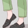 Groen broek aan