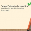 Sluiting van 'n brief in frans