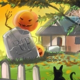 Halloweenversiering aanbring