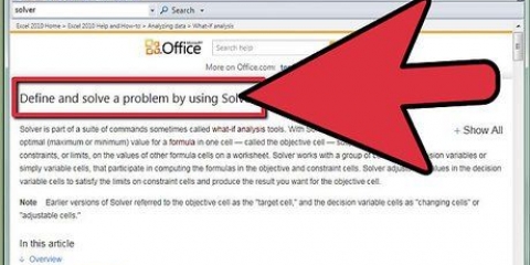 Gebruik solver in microsoft excel