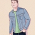 Dra 'n denimbaadjie