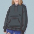 Dra 'n hoodie wat te groot is